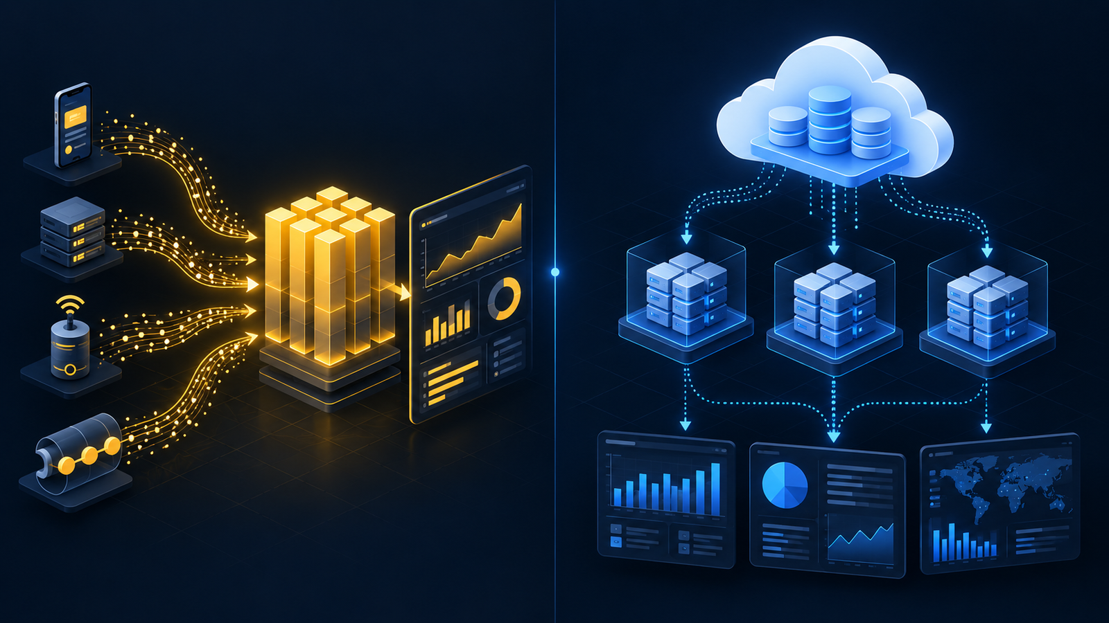 Architecture comparison of real-time ClickHouse analytics and Snowflake cloud warehouse workflows