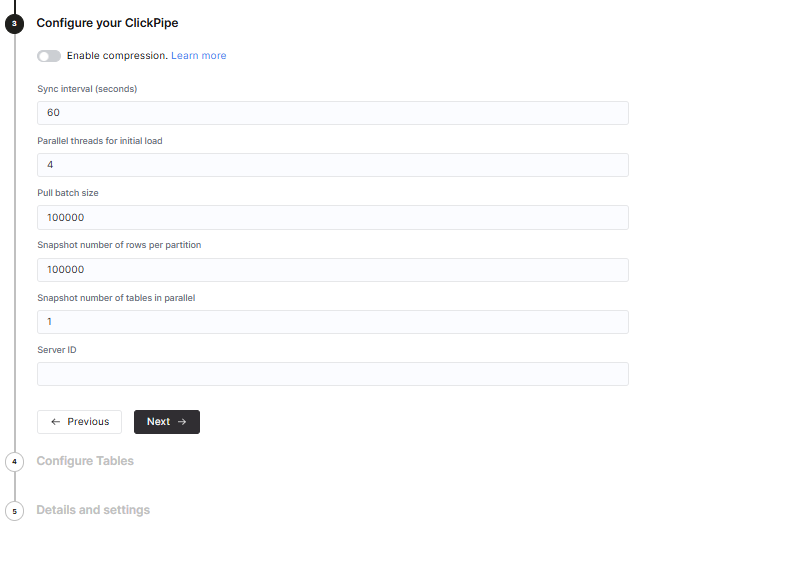 ClickPipe configuration settings