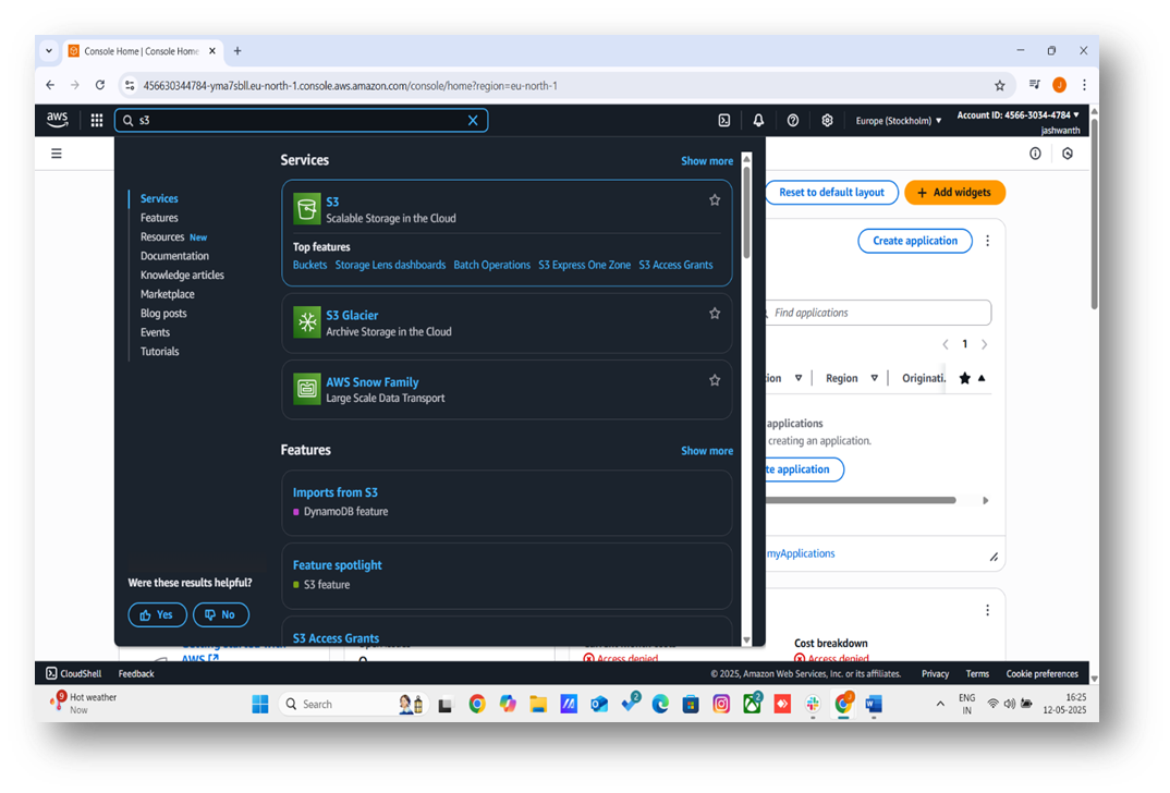 AWS Console Home